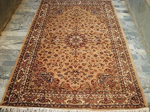 Rectangle Area Rugs Beige Tan Flowral Hand Knotted Silk Wool Carpet (8 x 5)’