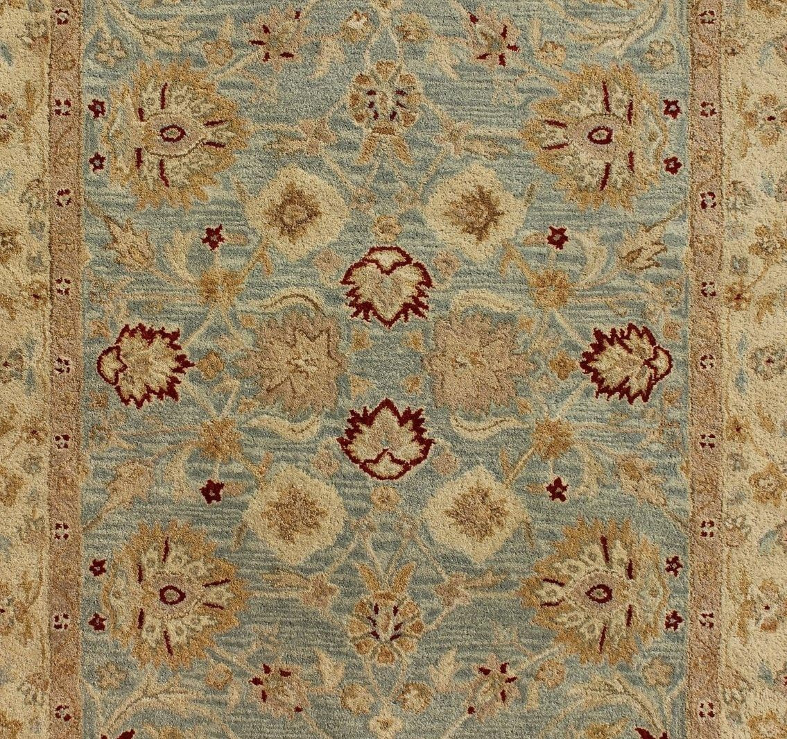 Handmade 5′ x 8′ Grey Blue/Beige Premium Wool Oriental Area Rug