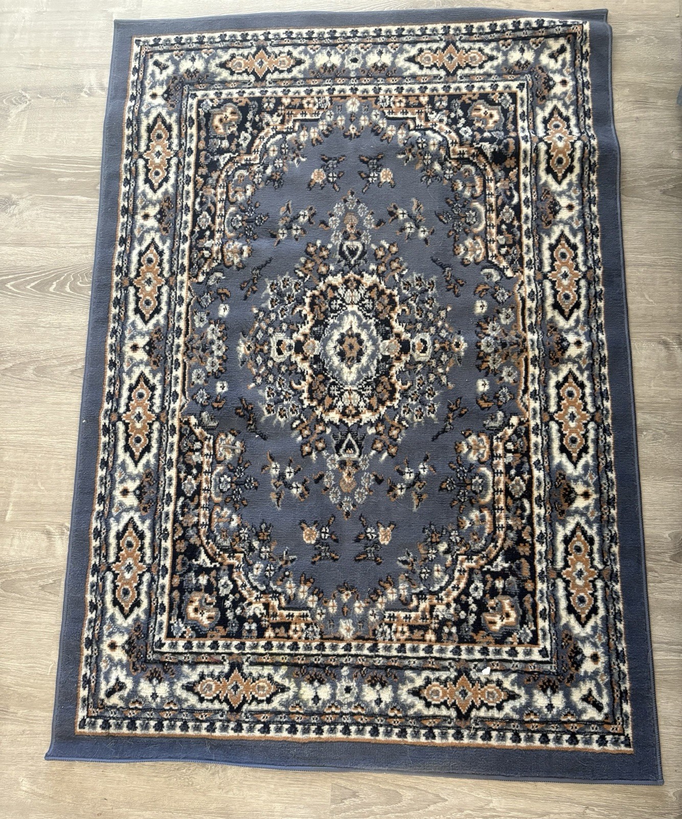 OEKO-TEX Area Rug 3’7″x 5’2″ Blue White Burnt Orange