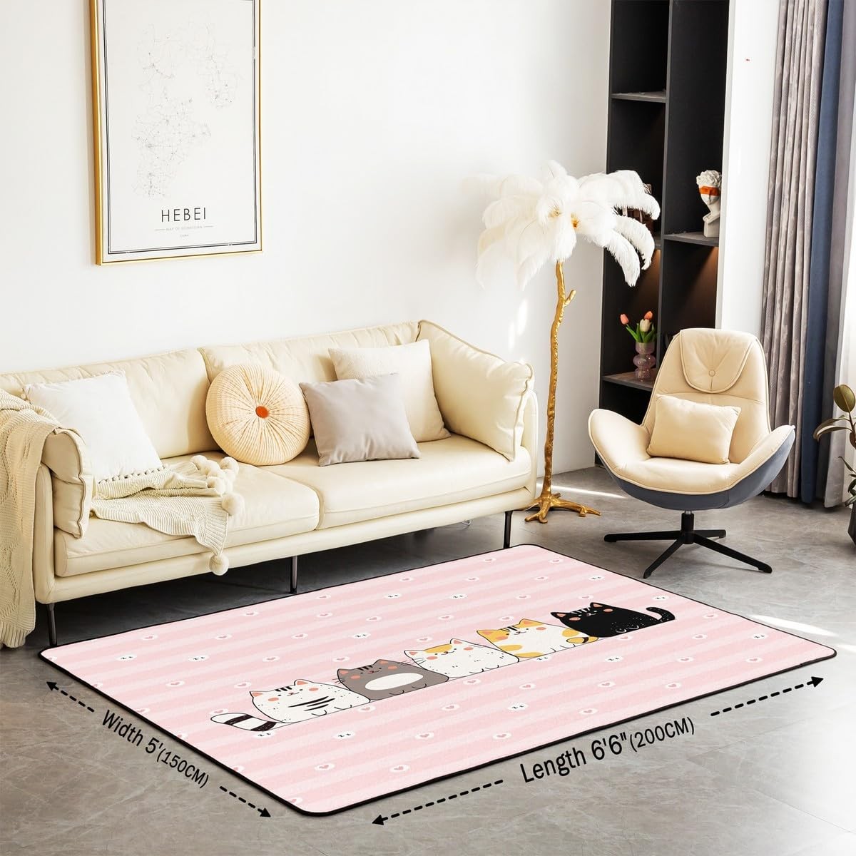 Cat Area Rug 3×5 Cats Print Living Room Rugs for Boys Girls Teens Decor Cute …