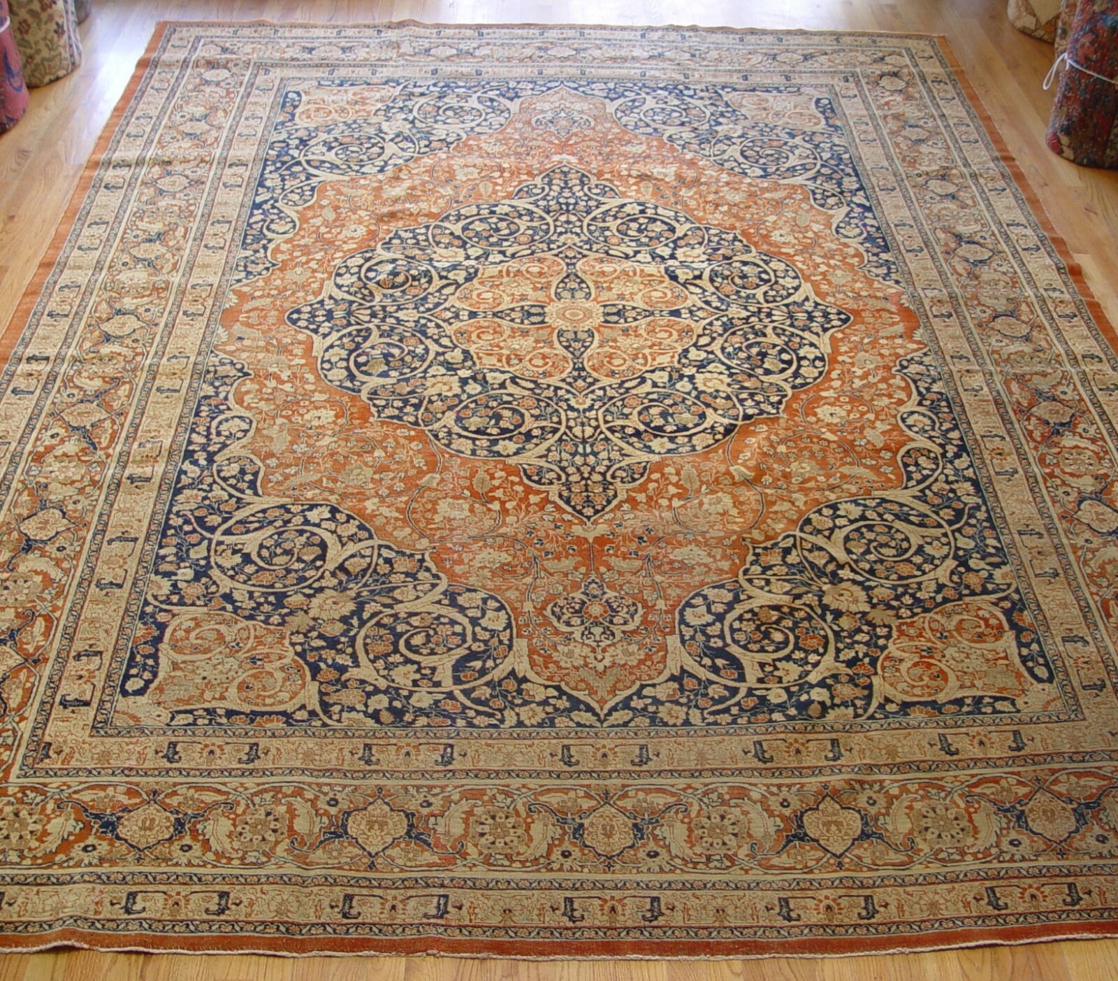 Antique 1880s Tabrizz Haj jalilii Hand Knotted Wool Oriental Rug 9′ x 13′