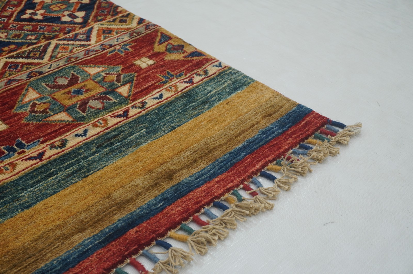3×3 ft Red Khorjin Afghan Hand Knotted Wool Tribal Small Square Rug
