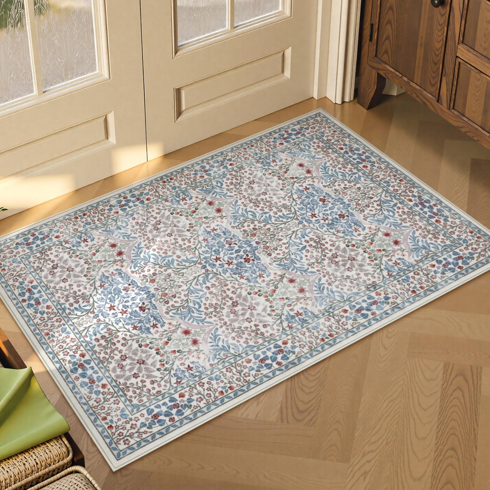 Lahome Washable Rugs for Entryway, Beige 2×3 Small Kitchen Rugs Non Slip