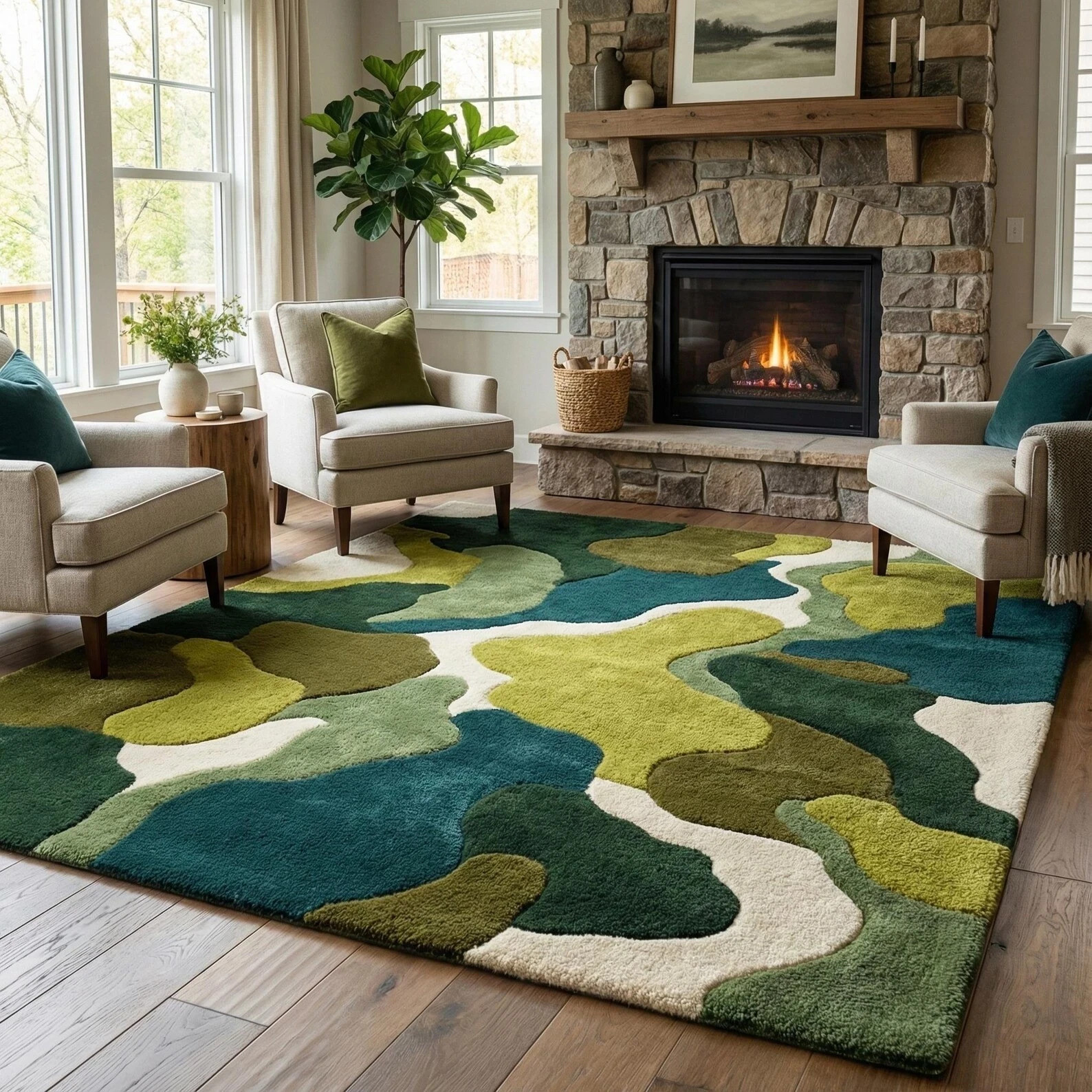 Vintage Elegant Hand Tufted Area Rug Designer Rug | Irregular Rug Wool area Rug
