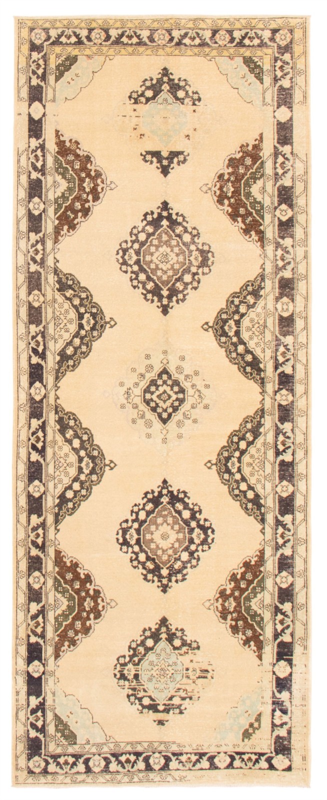 Vintage 4’10” x 12’8″ Traditional Hand Knotted Vegetable Dye Wool Area Rug