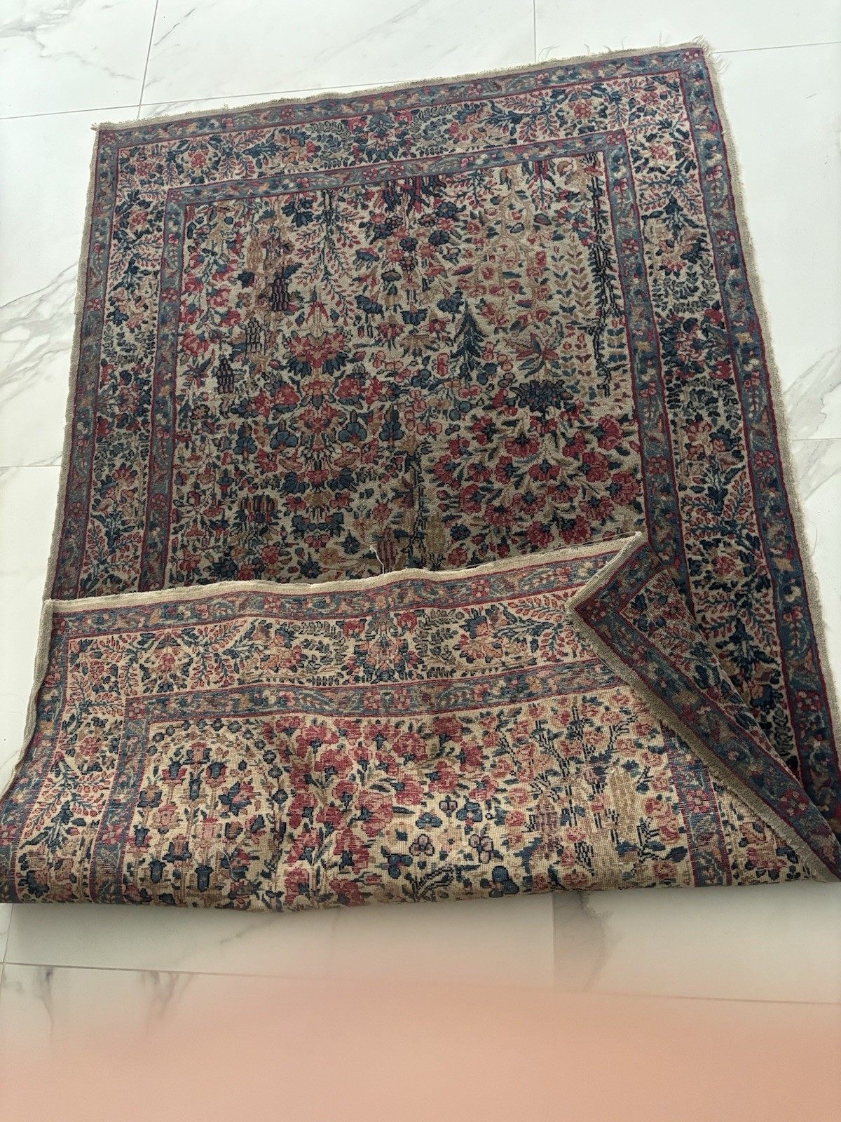 Tree of life oriental handmade Rectangle Rug good condition even pile no damage