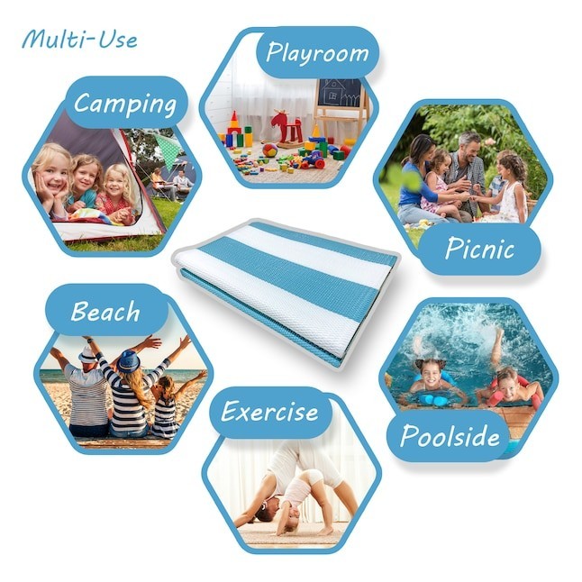 Tayse Luna 7 x 10 (ft) Flatweave Aqua Rectangular Outdoor Pet Friendly Area rug
