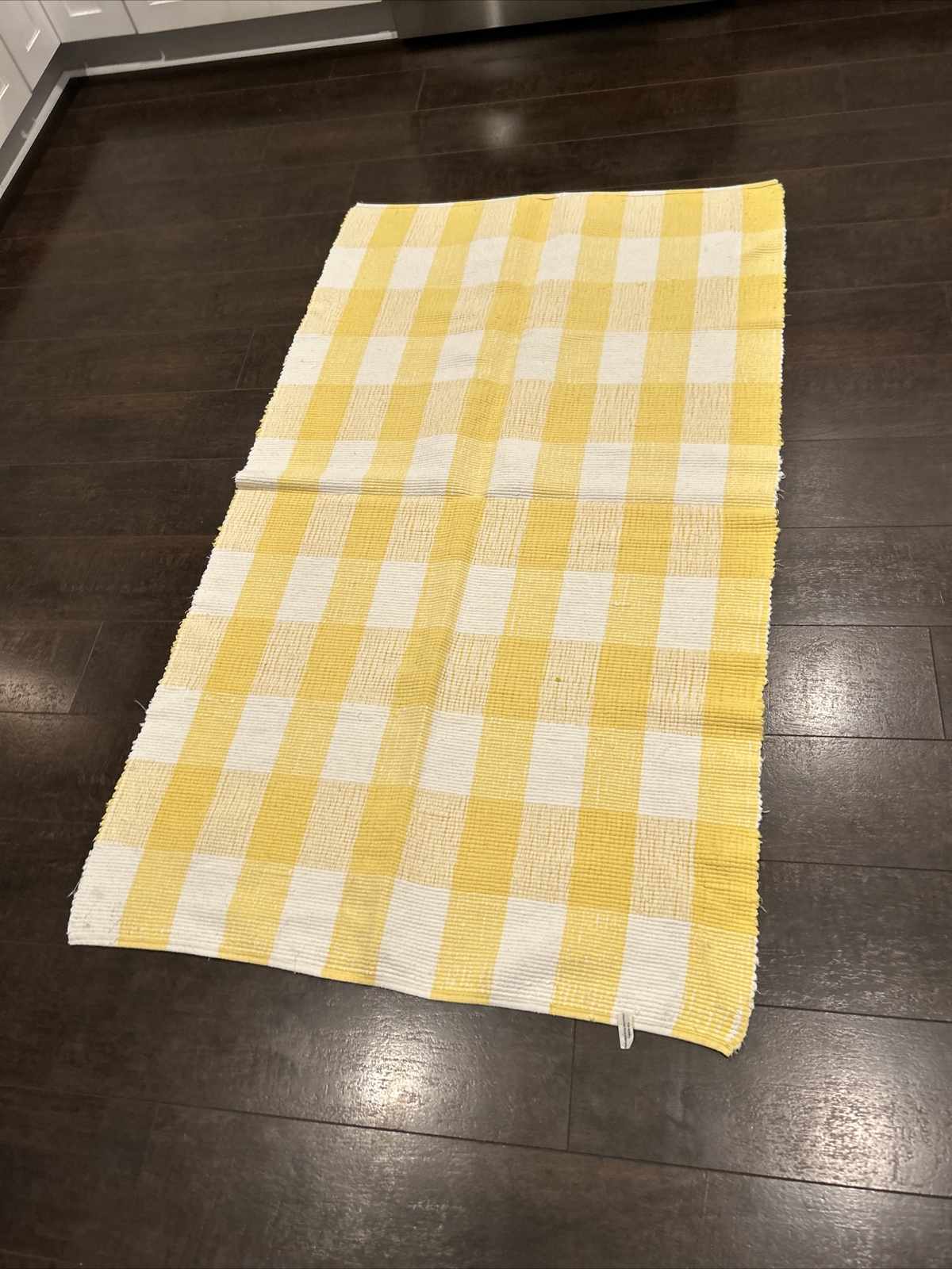 Crate and Barrel plaid farmhouse Yellow White 60 x 34