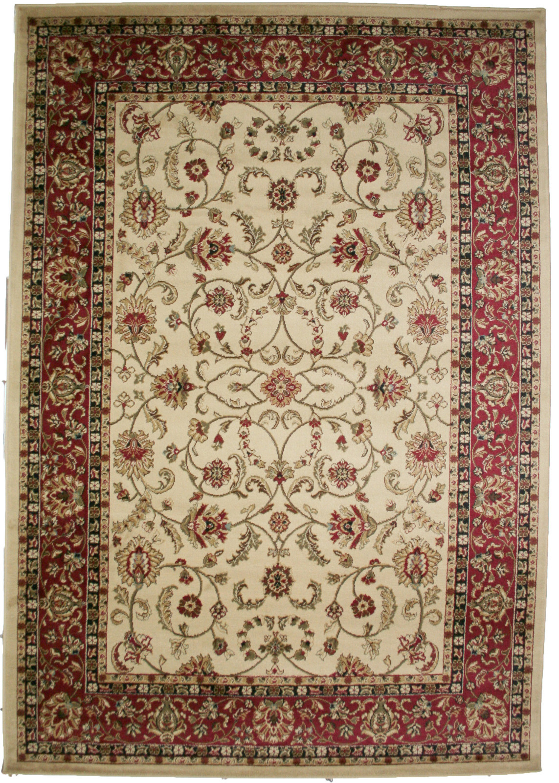 8X10 Area Rug New Border Floral Large Beige Black Red Traditional