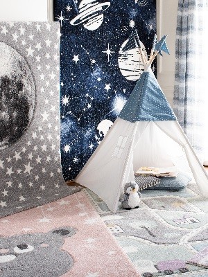 Carousel Kids Collection 8′ Round Dark Blue/Light Blue CRK122M Outer Space