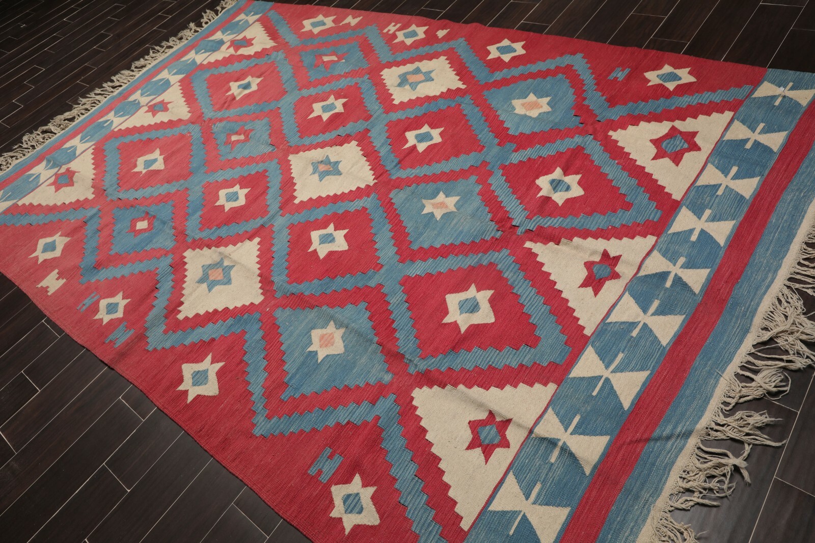 6’9″ x 10’3″ Vintage Hand Woven SouthwesternTurkish Kilim Oriental Area Rug Rose