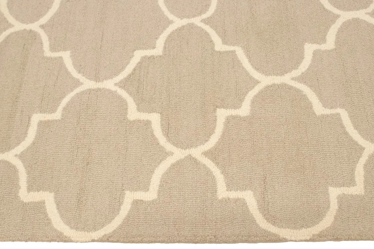 Cream & Beige Trellis Design Contemporary 5X8 Hand-Tufted Modern Rug Wool Carpet