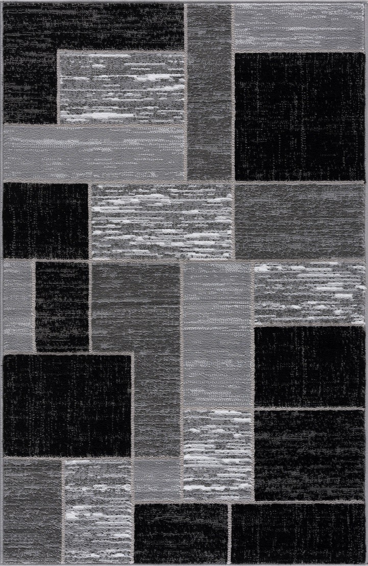 L’Baiet Verena Black Geometric 2 ft. x 3 ft. Fabric Scatter Area Rug