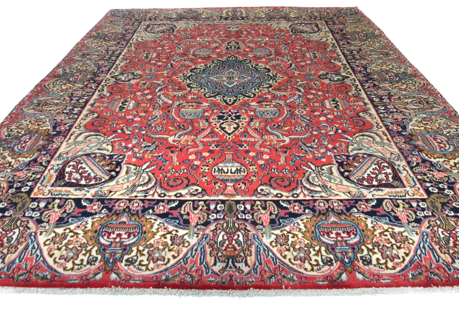 Hand-Knotted Vintage Pictorial Classic Design Oriental Wool Carpet Rug 10X13 ft