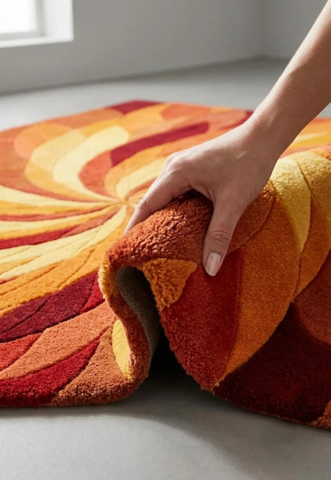 Hand Tufted Wool Area Rug, Abstract Swirl Organic Pattern for living room