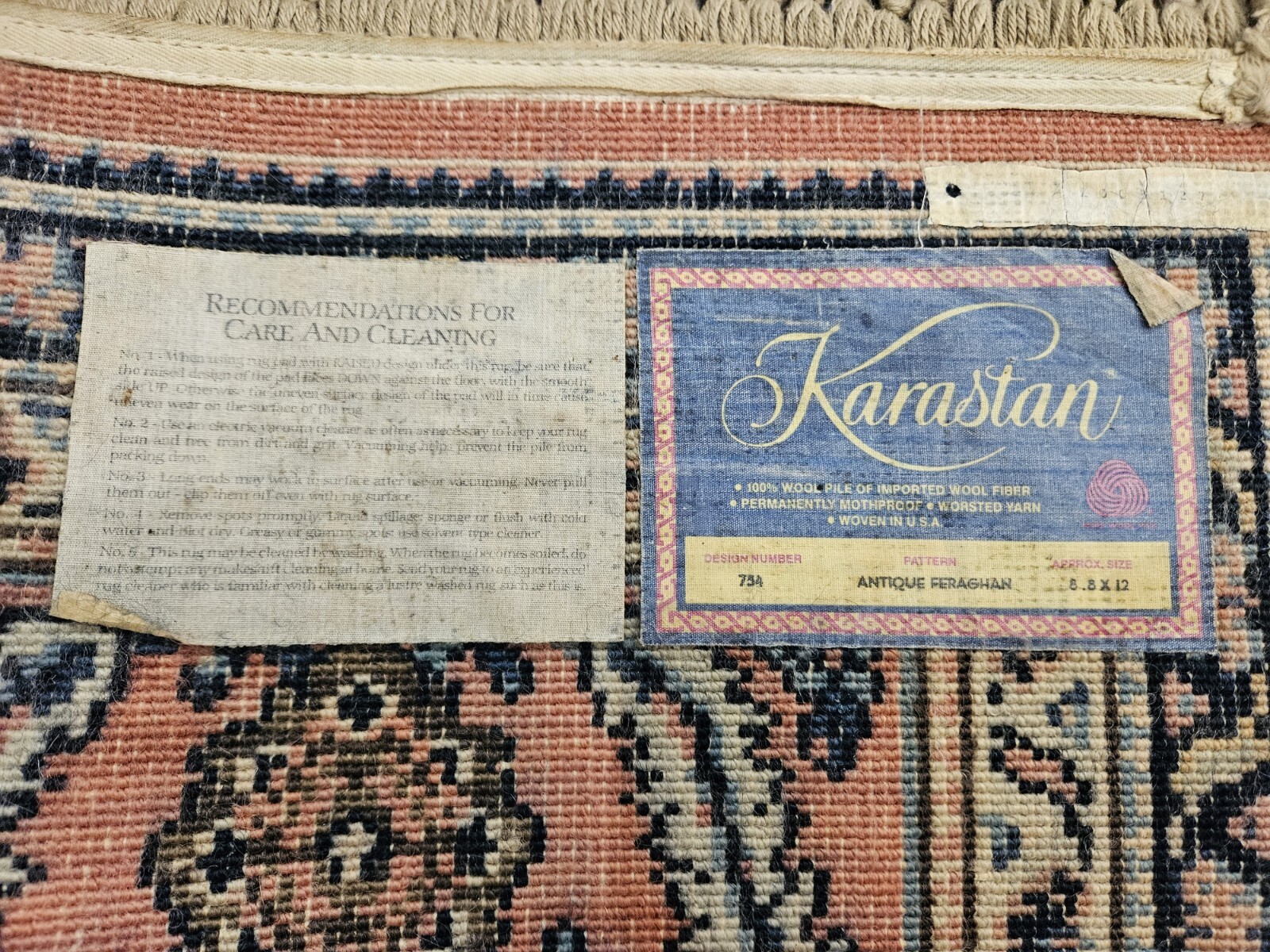 9×12 KARASTAN ANTIQUE FEREGHAN 700 – 754 100% WOOL RUG – VERY GOOD CONDITION
