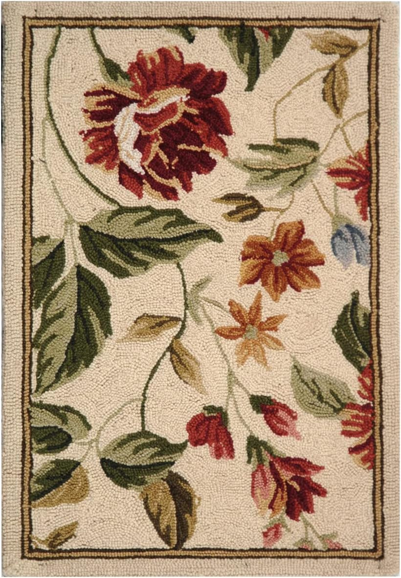 Chelsea Collection Accent Rug – 1’8″ X 2’6″, Ivory & Beige, Hand-Hooked French C