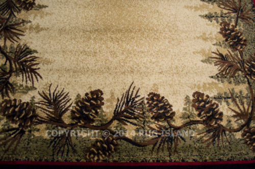 Lodge Cabin Rustic Forest Pinecone Nature Area Rug **FREE SHIPPING**