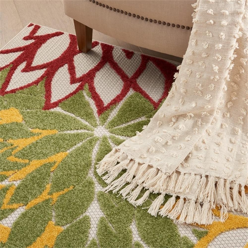 Pemberly Row 42″ x 66″ Fabric Indoor/Outdoor Rug in Red Multi-Color
