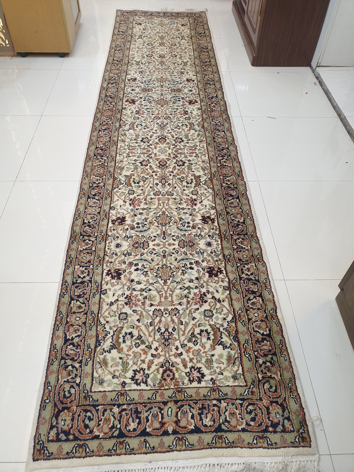 Safavid Oriental Indo Runner Rug 12 x 2.7 Ft