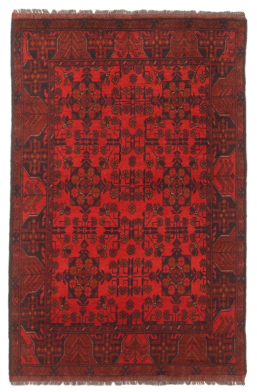 Traditional Hand-Knotted Geometric Area Rug 3’3″ x 5’0″ Oriental Wool Carpet