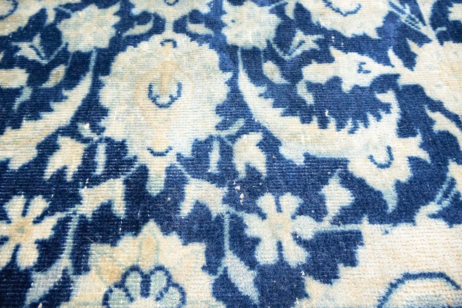 Semi-Antique Handmade Distressed Oriental Rug 10×13 Ft Navy Blue Area Carpet