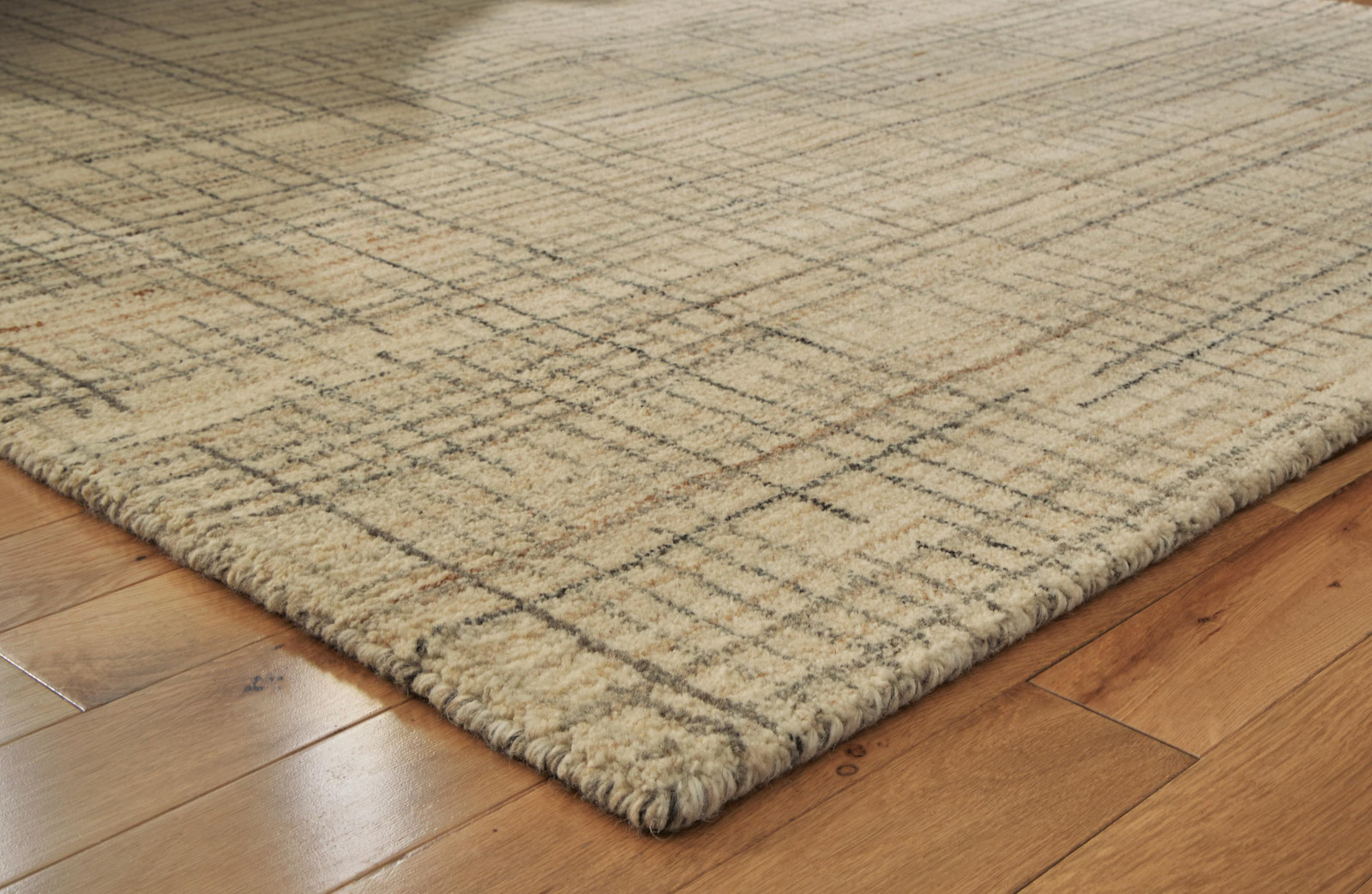 Signature Design by Ashley Janston 5′ x 7′ Area Rug, Ivory Gray Tan Plaid