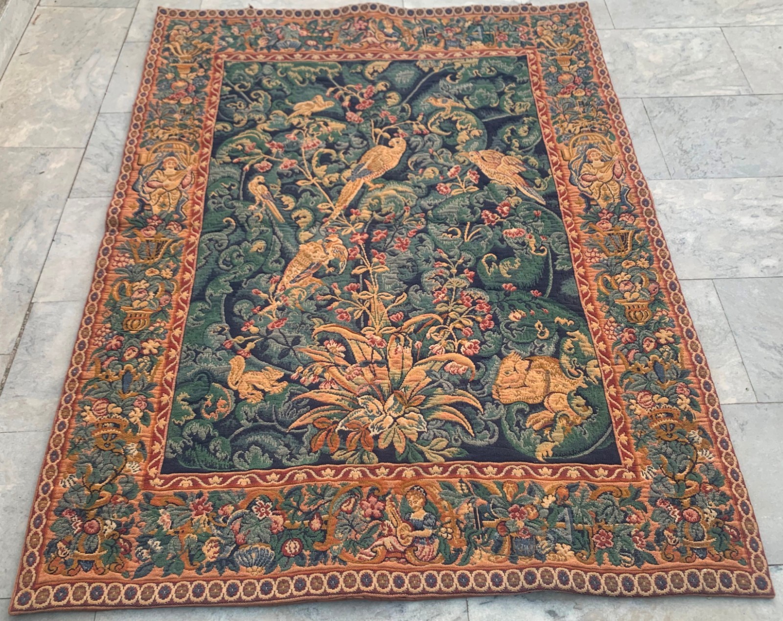 Vintage French Tree in jungle with birds view Tapestry Home Decor 4x5ft