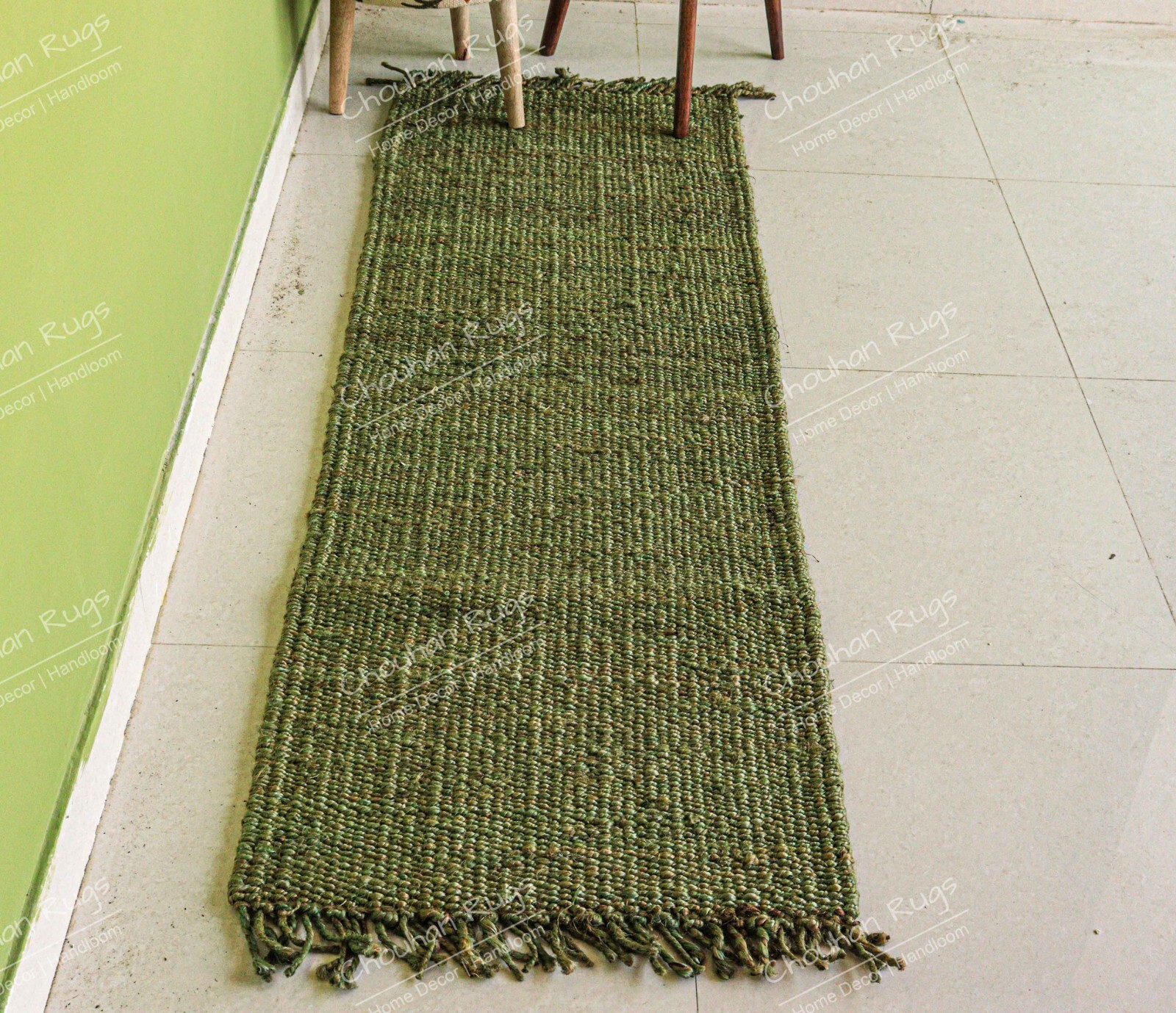 Indian Handwoven Floor Jute Hemp Rug, Bedside Runner Rug, Vintage Jute Area Rug