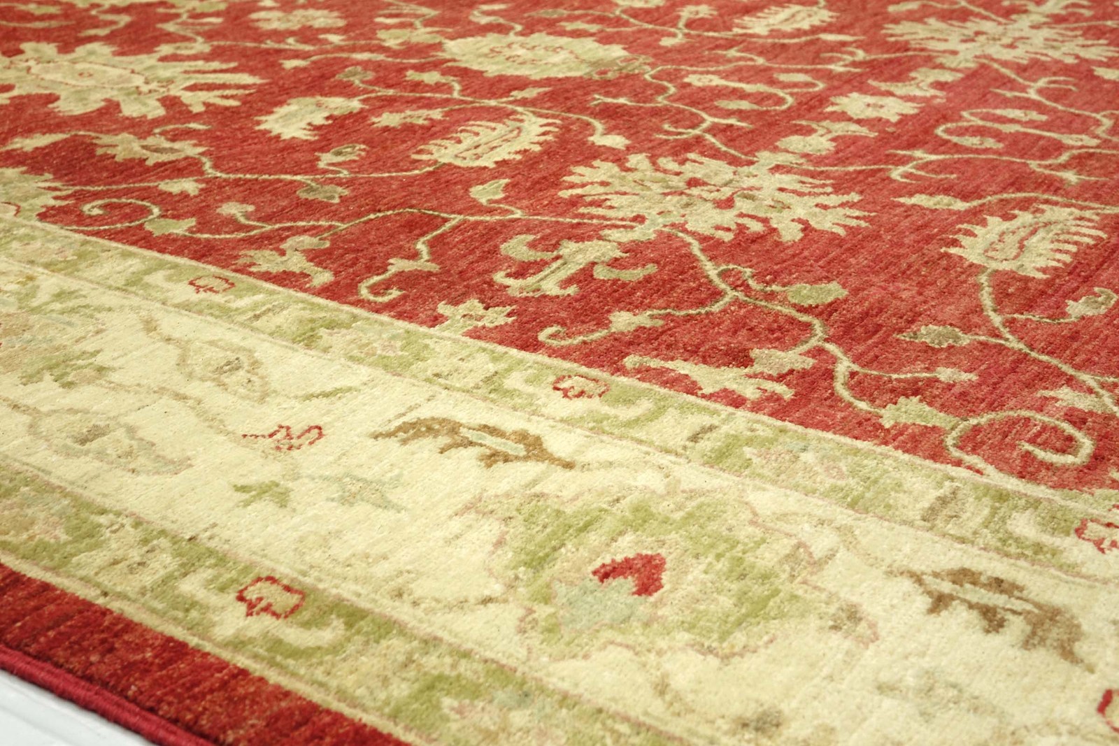 Afghan Chobi Ziegler Carpet Hand-knotted 200×300 Red Floral Wool Short Pile