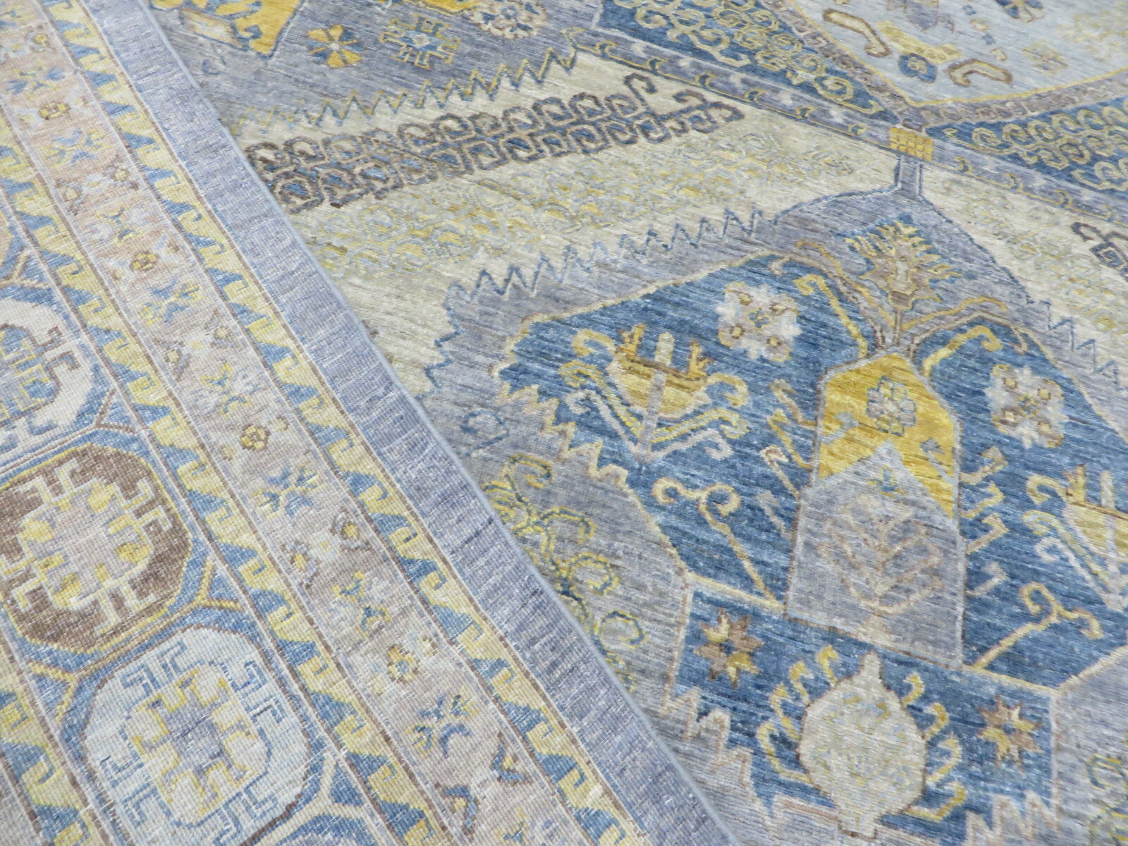 9’10 x 13’9 Hand Knotted Fine Blue Peshawar Kazak Oriental Rug G10103