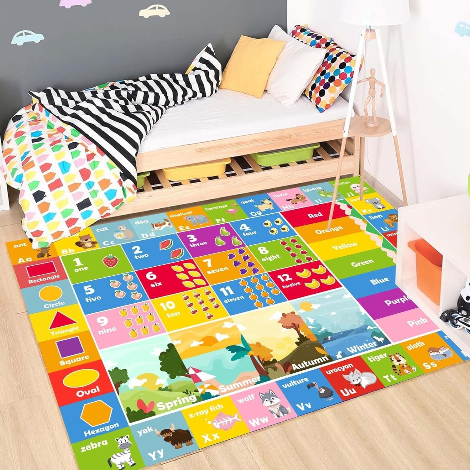 ABC Rug Play Mat Vivid Town Patterns for Playroom Classroom – Soft Non-Slip