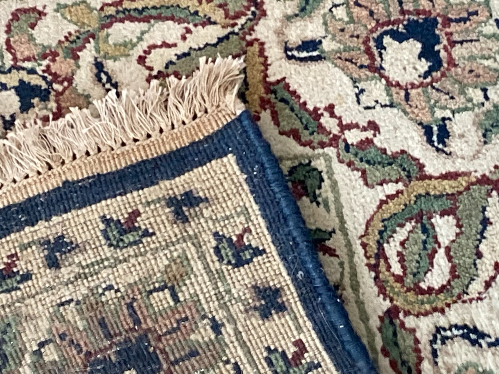 Hand Knotted Area Rug 4x6ft Blue Ivory Vintage Darshan Collection Dorset India