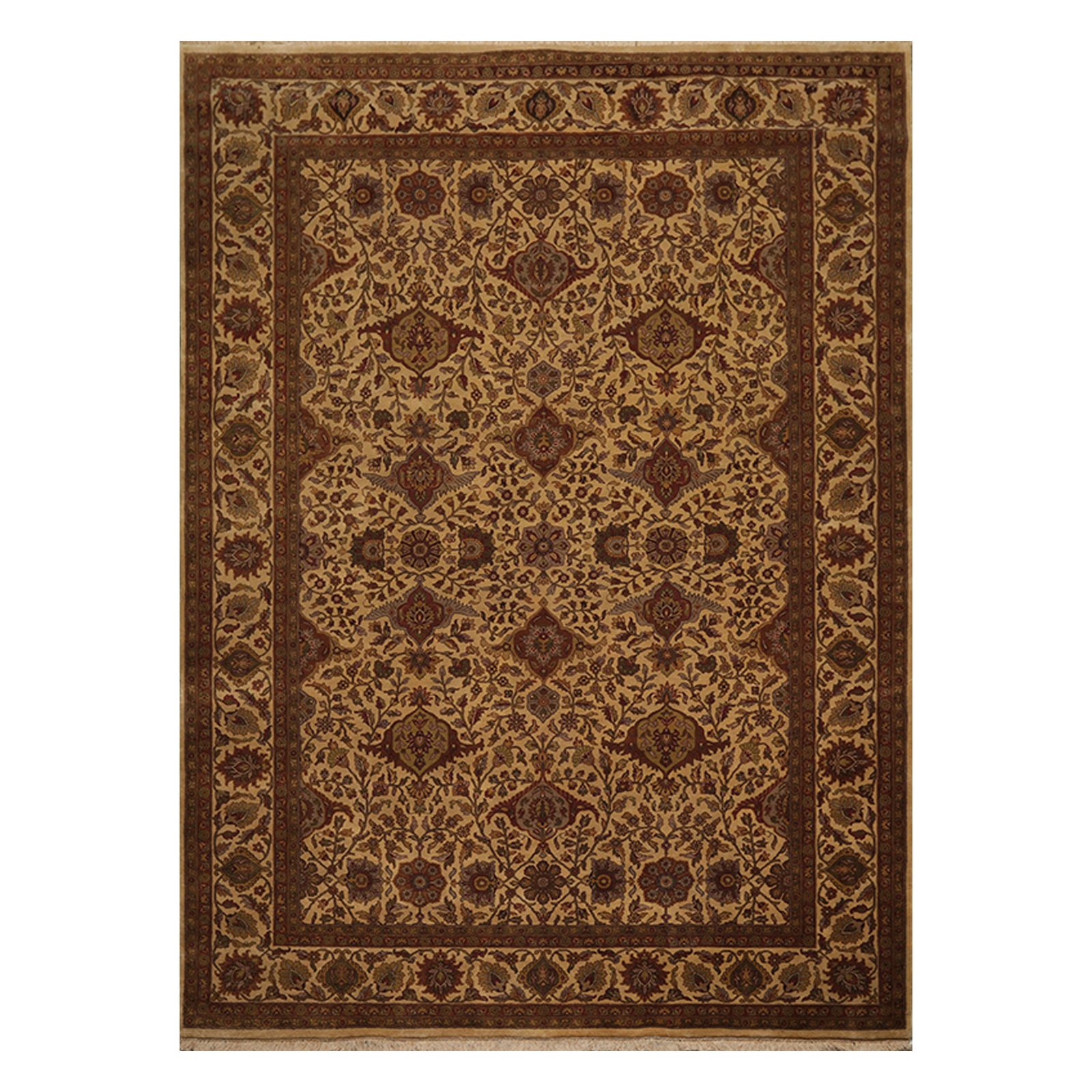 7’11” x 10’11” Hand Knotted 100% Wool 200 KPSI Jaipur Oriental Area Rug Tan