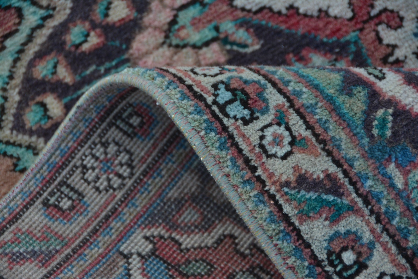 5×9,4 ft Turkish Rug, Vintage Large Rug, Brown Blue Handmade Wool Rug