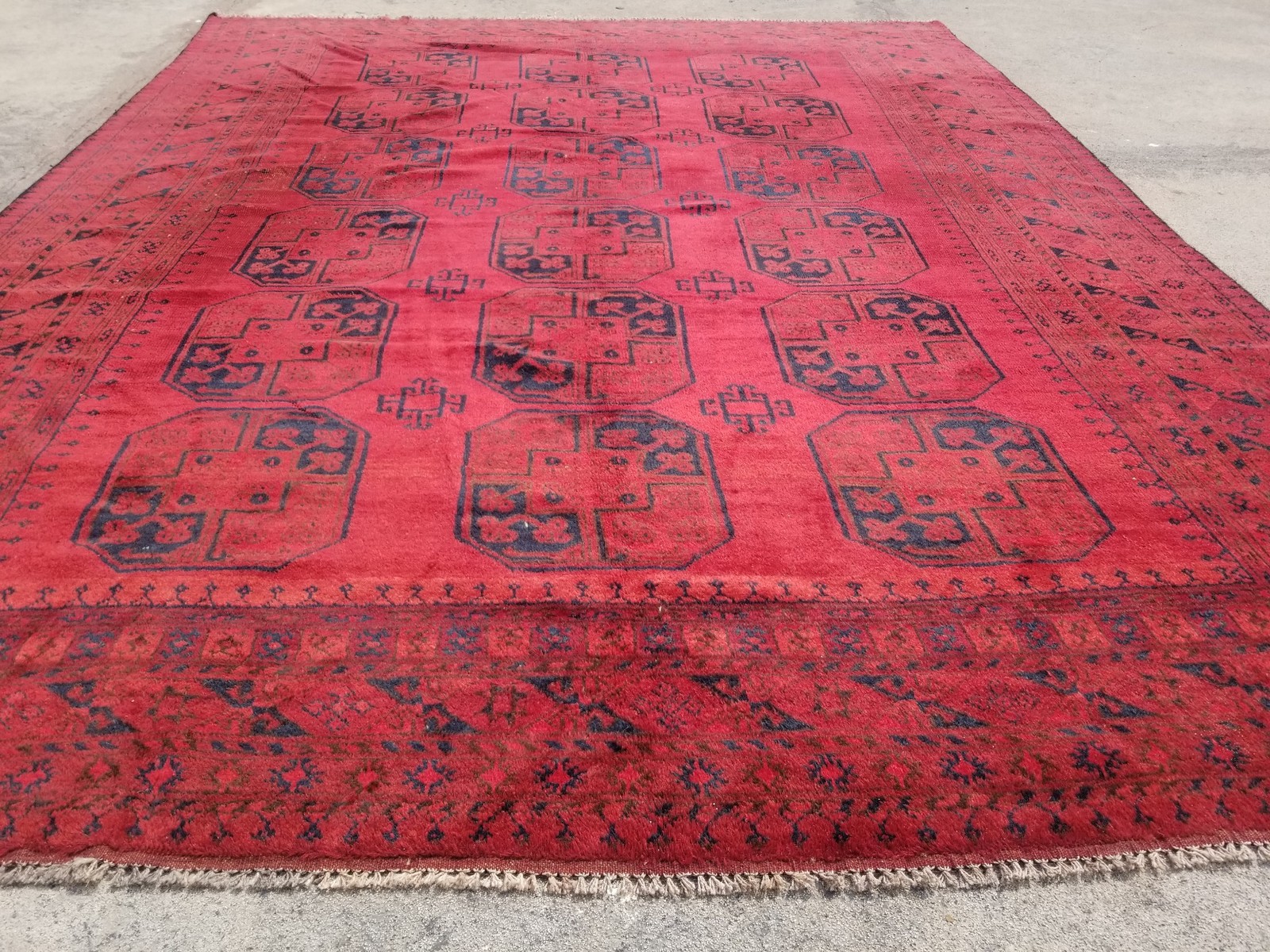 Vintage Traditional Handmade Afghan Bokhara Wool Multicolor Rug 9.7 x 7.5ft