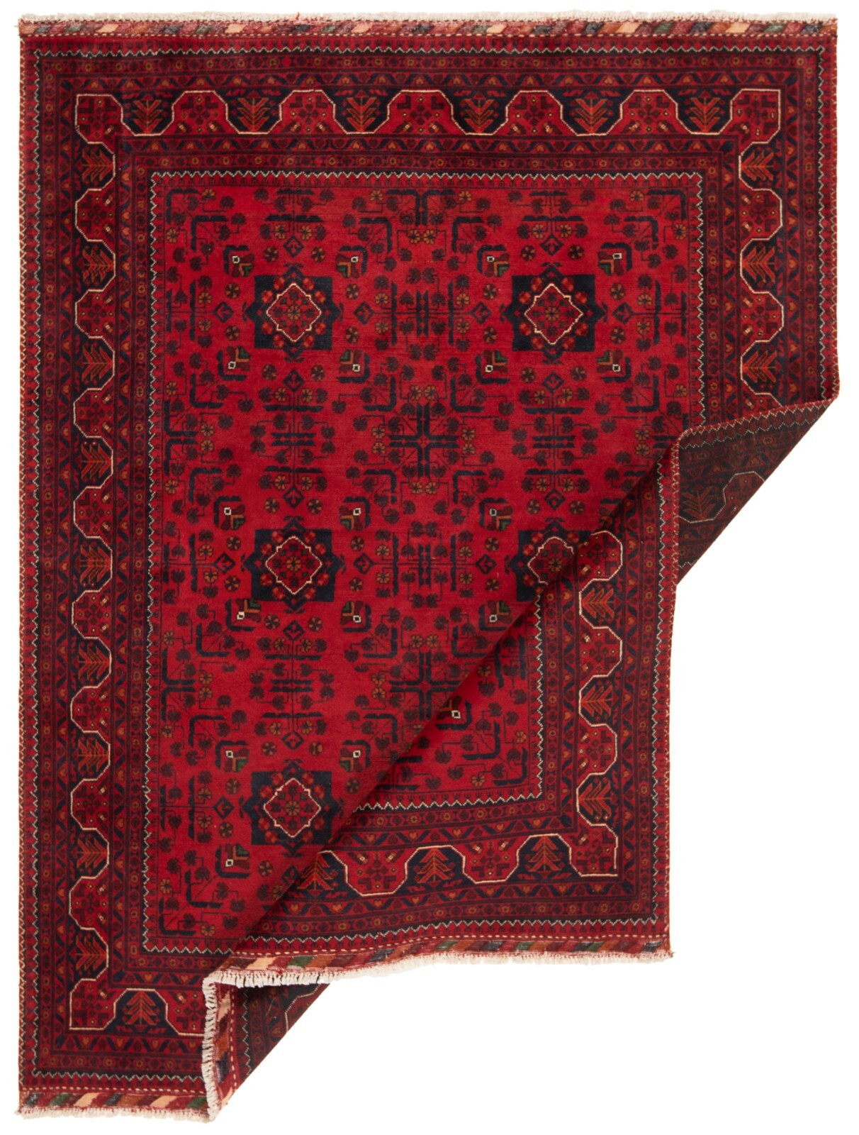 Afghan 76×59 1/8 in Handwoven Oriental Top Condition Oriental Carpet Rug Red