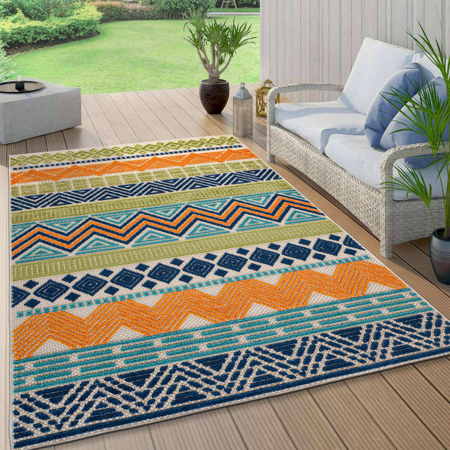 Rugshop Outdoor Rug Marbella Contemporary Boho Indoor Outdoor Carpets Patio Rugs