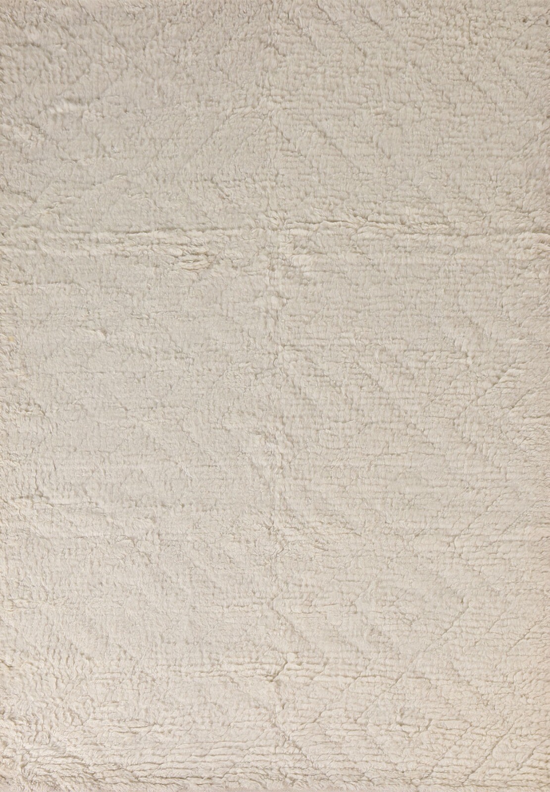 Ivory Soft Plush Wool Hand-knotted Moroccan Geometric Oriental Area Rug 5’x8′