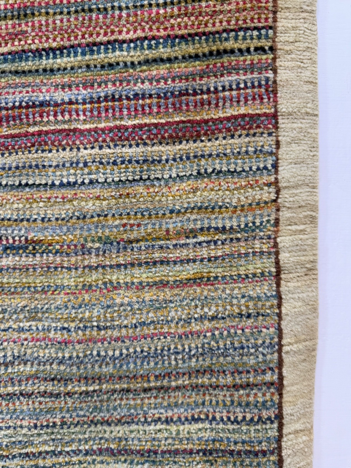 Vintage Beautiful Hand Knotted Striped Gabbeeh Design Wool Rug Carpet Floor Area