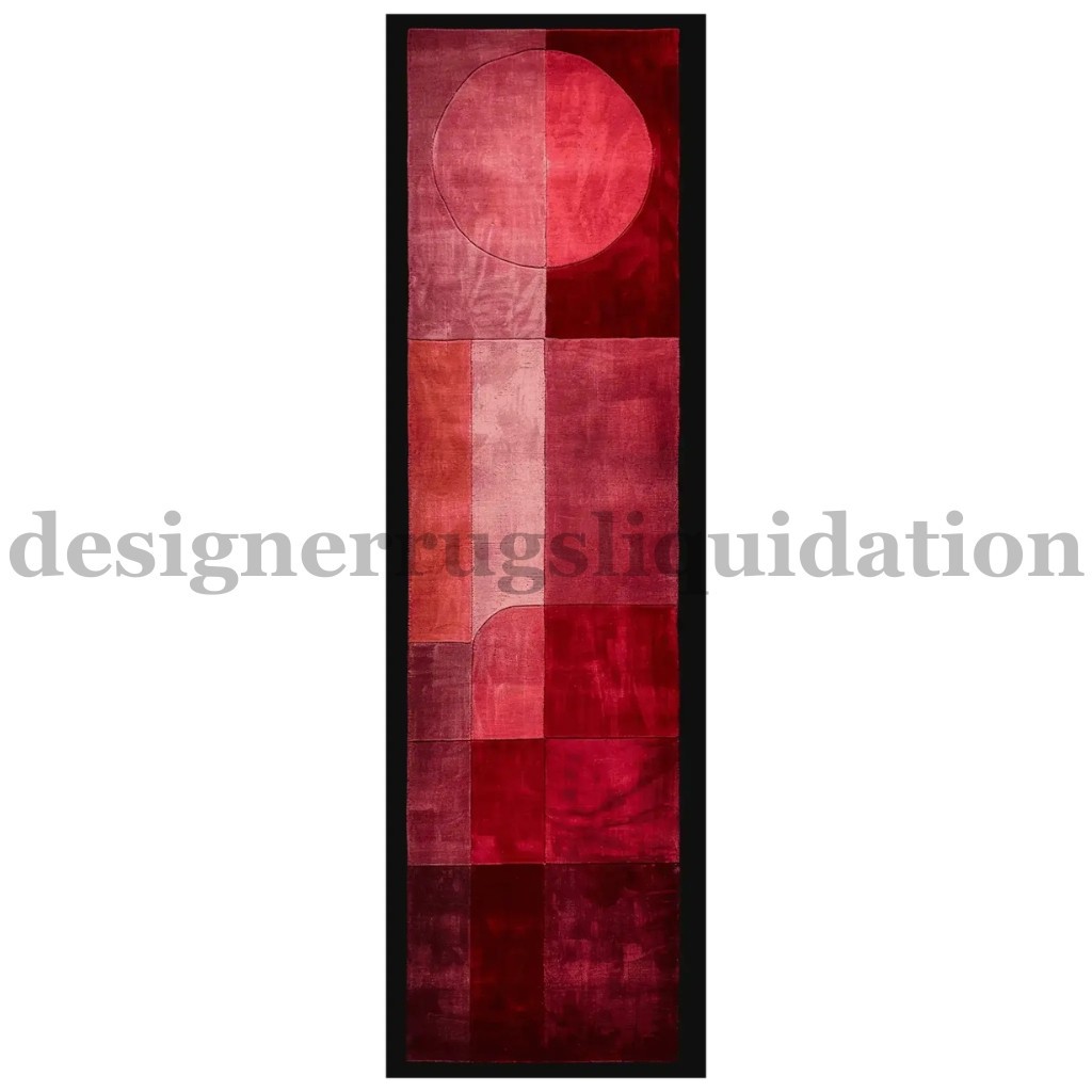 Modern Abstract Runner Rug Handmade Wool Viscose Contemporary Hallway Area Rug