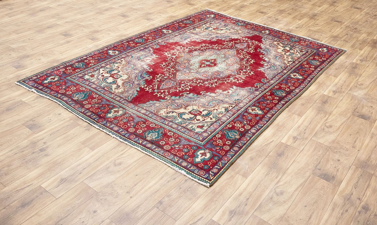 Semi-Antique Distressed Floral Oriental Wool Rug Home Decor Carpet 6’4×9’5 Ft