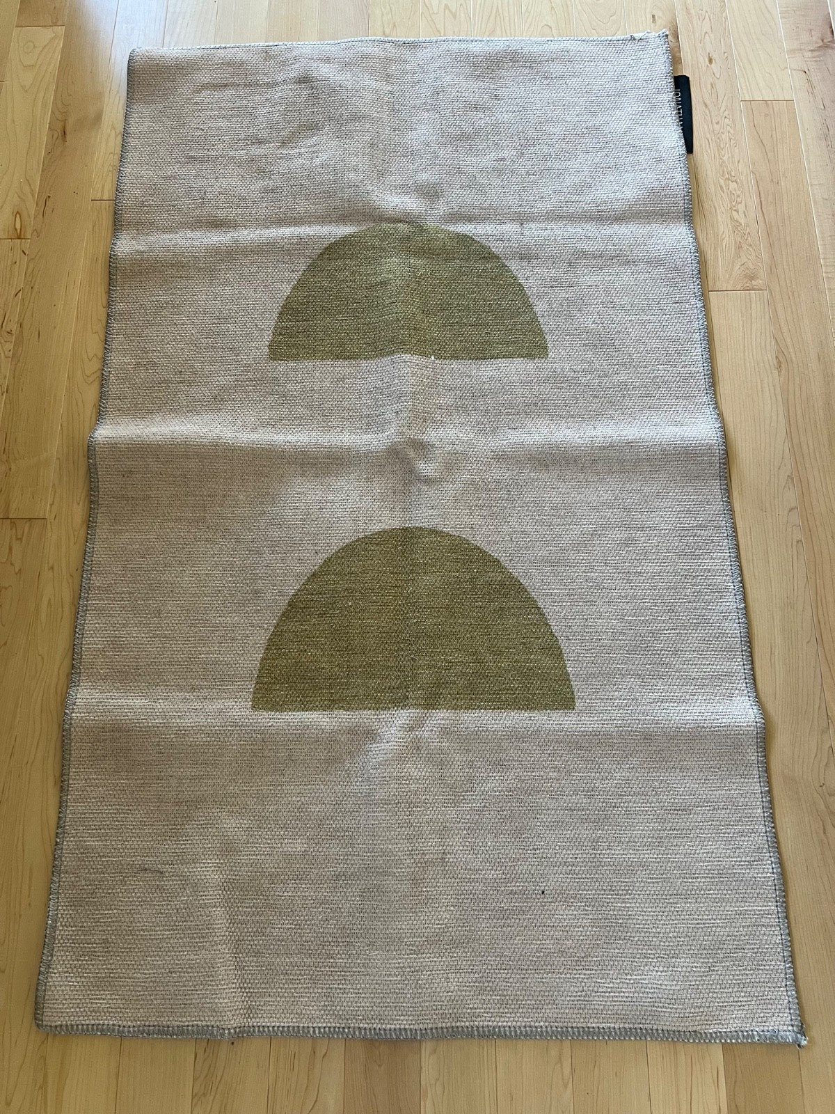Jonathan Y washable rug green beige half moons