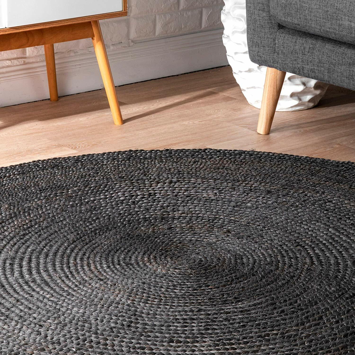 Rug Jute Natural Floors Handmade Natural Round Feet Area Carpet Reversible Rug