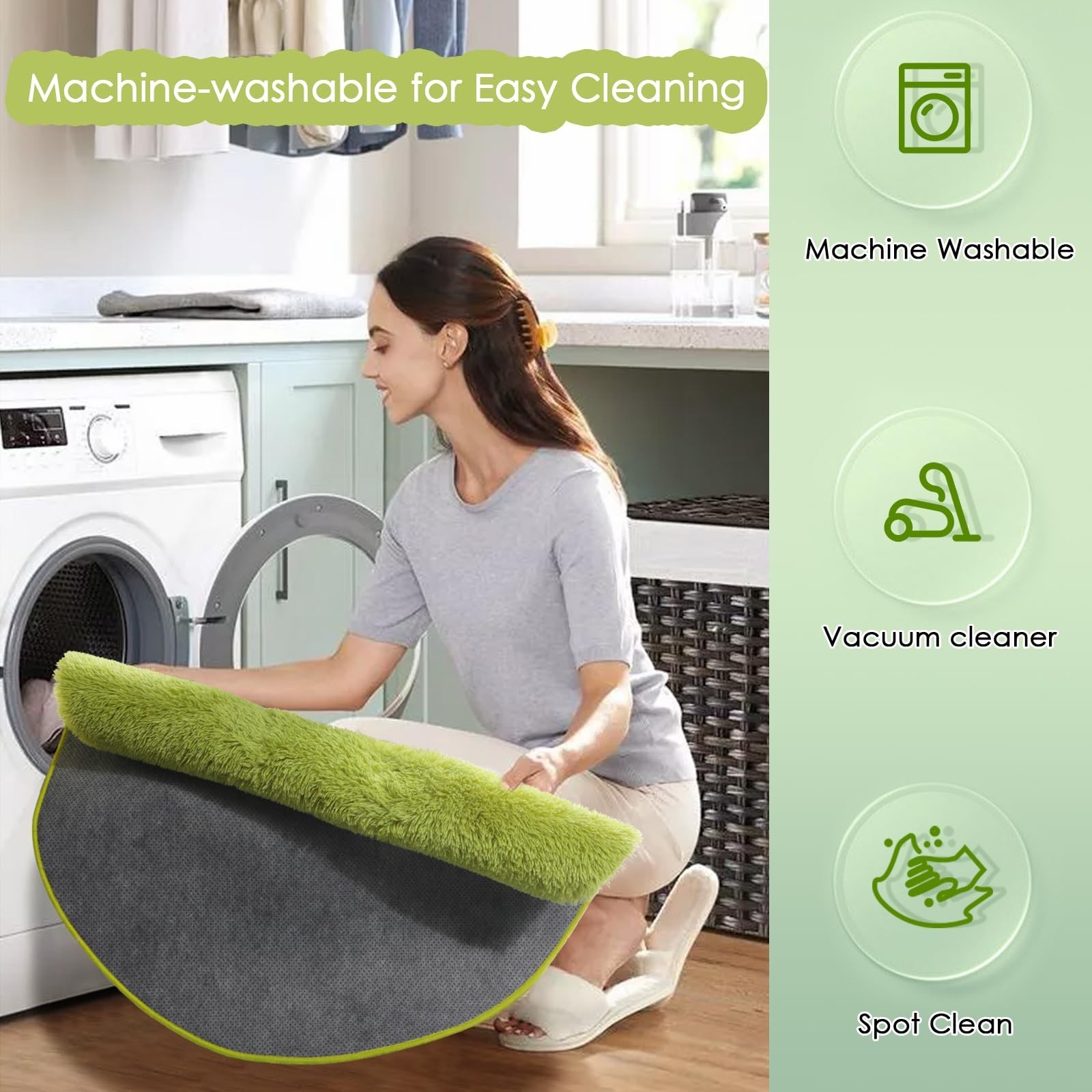 Grass Green Round Rug 4Ft for Bedroom, Fluffy Shag Circle Area Rugs for Kids …