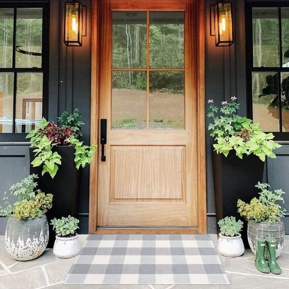 2ft X 6ft Buffalo Plaid Rug | Black and White Check Rug| Buffalo Plaid Door Mat