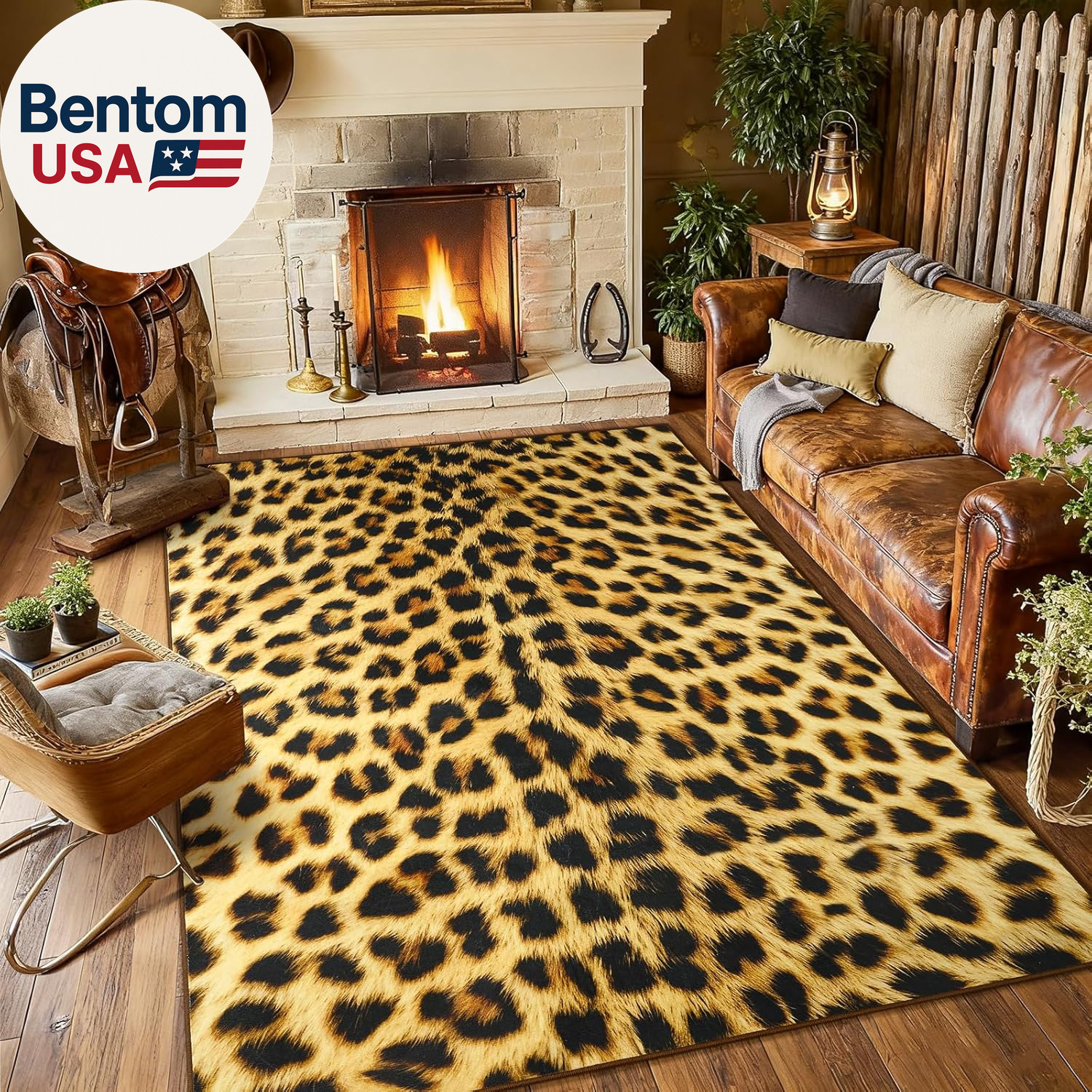 Premium Leopard Rug, Wild Cheetah Print Rugs for Living Room Bedroom, 4X6 Feet,
