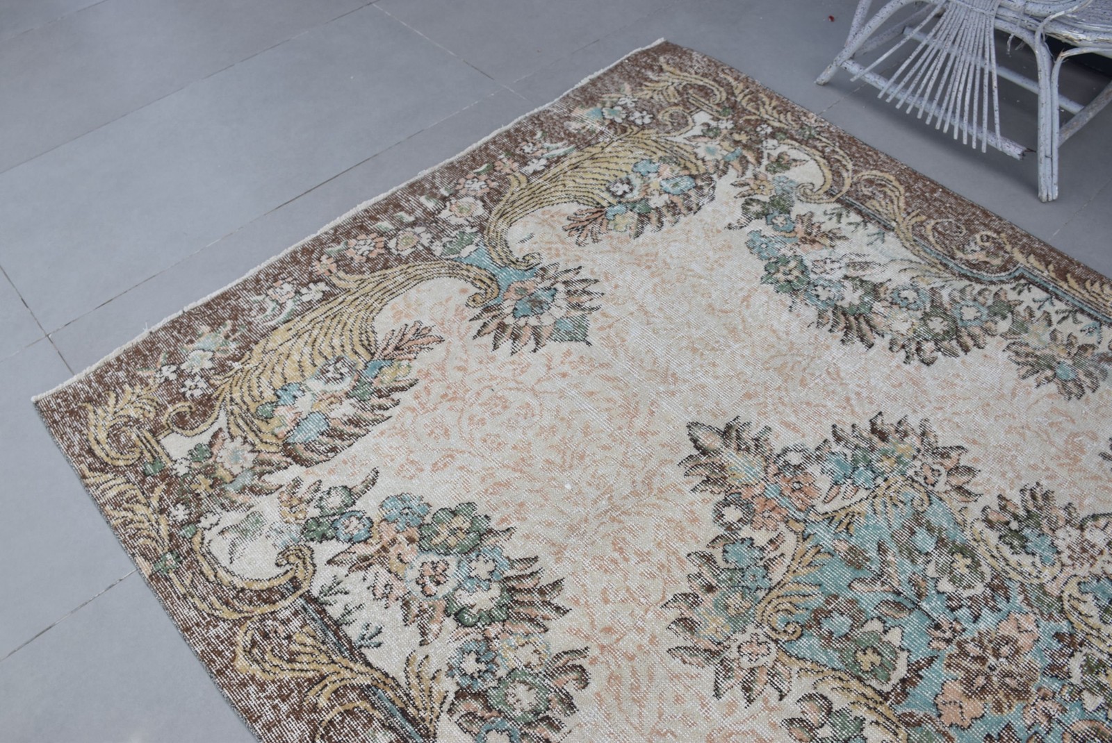 5,7×9,7 ft Large Vintage Rug, Brown Southwestern Turkish Rug