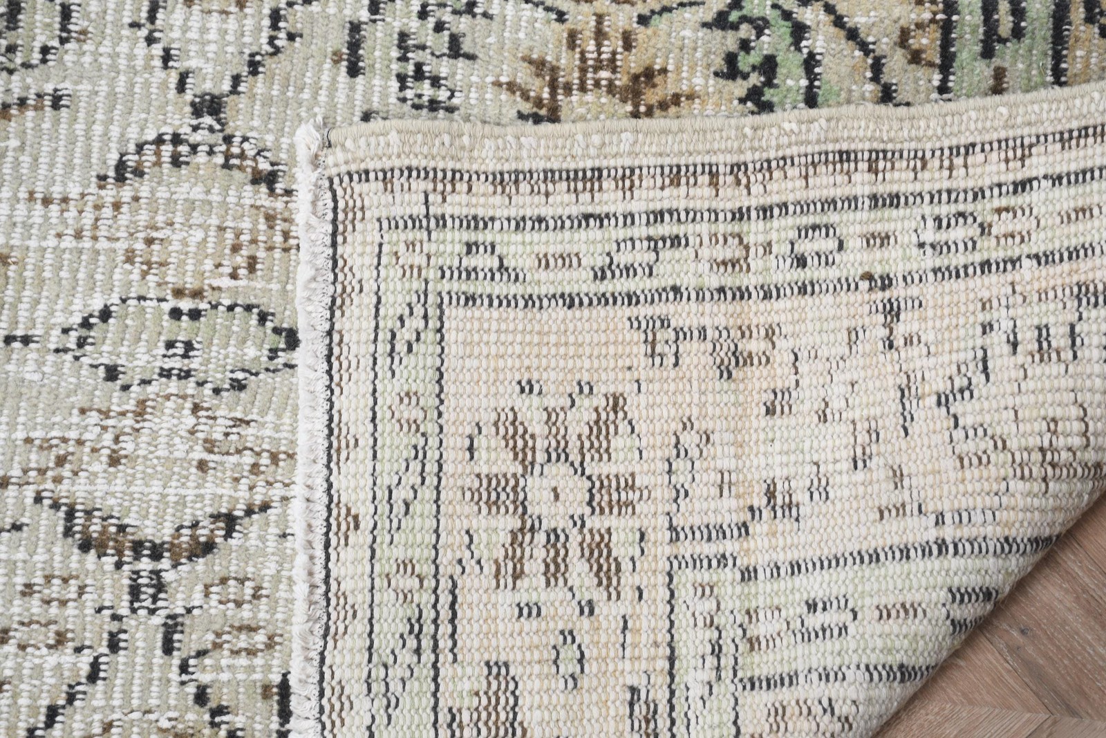 Rug, 5,8×8,2 ft Vintage Rug, Green Check Rug Wool