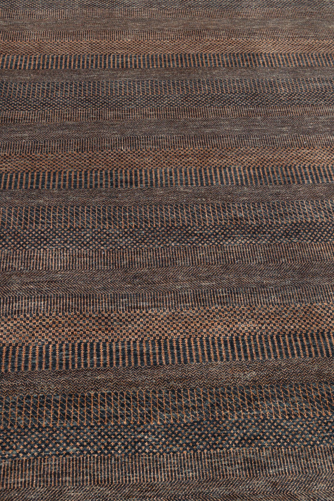 8.6×11.6 Dark Teal Brown Modern Style Soft Wool & Silk Contemporary Handmade Rug